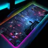 Pads Большой светодиодный настольный коврик XXL Компьютер RGB Mousepad Punk Style 90x40 см подсвет