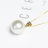 Colliers Real Big Big White Pearl Pendant pour les femmes, 1112 mm Natural Freshwtaer Pearl Pendant 18K Jaune Gold Chain Collier Bijoux