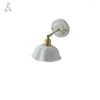 Wall Lamp IWHD White Ceramic LED Light Fixtures Copper Arm Socket Bedroom Living Room Beside Modern Wandlamp Applique Murale