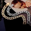 Punk Iced Out Crystal Cuban Link Chain Bracelets For Women Men Gold Silver Color Bling Rhinestone Bracelet Anklets Jewelry Link 294H