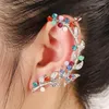 Brincos de costas Strass exagerado cristal de cristal de flor grande clipe de clipe para mulheres Moda Vintage Jewelry Gifts