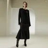 Dames truien lilysilk merino wollen trui voor vrouwen 2024 winter geribbelde spleet manchet crewneck luxe top elegante kleding