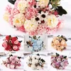 Dekorativa blommor Hydrangea Silk Flower Fake With STEM Realistic Center Office Home Decoration Wedding Bride Bouquet