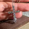 Süße weibliche Diamant Halskette Mode Cross Style Anhänger Halskette Big 925 Sterling Silber Choker Halsketten für Frauen272l
