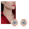 Stud Earrings Rose Gold Round Excellent Cut Total 1 Carat Diamond Test Passed D Color Moissanite Silver 925 Wedding Jewelry