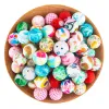 Kettingen 501000PCS Siliconen Luipaardkralen 15 mm Ronde bedrukte kralen voor sieraden maken DIY ketting Pacifier kettingaccessoires