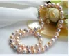 Colliers authentiques magnifiques ronds AAAA + 89 mm Akoya Collier de perles violet rose blanc 925