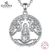 Necklaces Eudora 925 Sterling Silver Mother Earth Necklace for Man Women Vintage Goddess Mother Earth Pendant Witch Jewelry Wicca Gift