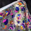 accessories Colorful Crystal Sequins Cluster Flower Shiny Mesh Dress Highend Custom Dress Designer Fabric Embroidered Fabric