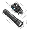 Lanterna tática de escopos 1200 lúmens lúmens USB Tocha recarregável Luz de armas de caça à prova d'água com acessórios para caça ao clipe