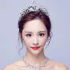 Jewelry Vintage Crystal Pearl Swan Crown Bride Luminous Crown Wedding Jewelry Crystal Diadem with LED Light Girls Birthday Party Tiara