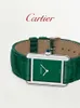 Dials Movement Automatic Watches carrtier Tank Must series quartz wristwatch green crocodile leather strap watch