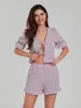 Женские спортивные костюмы Wsevypo Women 2 Piece Summer Shorts Сета цветов/клетки для печати Pufff Короткие рукава.