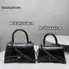 Balencig le cagole luxe zwarte messenger draagbare tassen ontwerper b schoudertas zandloper krokodil patroon dames pendelen naar Europa en Amerika retro schattige fashi