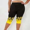 Pantalon féminin Capris Womens Summer Fitness Capris Leggings Gym Exercice de tournesol imprimé couleur bloquer les leggings décontractés Y240422