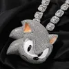 Personalized Hip Hop Night Glow Sony Cartoon Pendant for Men's Street Copper Set Diamonds Cute Necklace