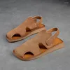 أحذية غير رسمية Birkuir Hollow Out Out Ene Toe Sandals Luxury Hook Loop Gladiator Beach Leather Leather 2024 Slids Flat Care