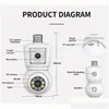 IP -kameror DP44 FL Color Night Vision 1080p CCTV -kamera Tvåvägs Talk Tracking Security Cam PTZ WiFi Light BB med E27 Socket Drop Deli DH7P9