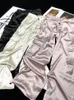 Yozou luxe zijden gorpcore vaste roze trekkoord vloeibare baggy lading broek vrouwen zwarte beige grijze streetwear broek bodems 240420