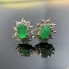 Ohrringe Natural Emerald Stud Ohrringe 4x6mm 100%S925 Silberschmuck Hochzeitsfeier Gedenkgeburtstagsgeschenk