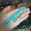 Kleding tasbih bule turquoise steen 33 Gebed kralen moslimgeschenk Turkse mode misbaha islamitische rozenkrans Arabische armband