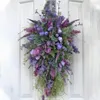 Decorative Flowers Spring Purple Tulip Wreath Summer Artificial Flower Lavender Garland Home Decoration For Wedding Entrance Garden Front