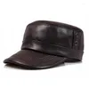 Basker 2024 män våren/vinter äkta läder fårskinn svart/brun platt baseball mössor man 55-60 cm utomhus snapback armé hatt