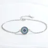 Bracelets Kaletine Luxury Evil Eye Bracelets for Women 925 STERLING Silver Round Blue CZ Email Email Bracelet Bracelet Link Chain de liaison