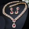 Sets Pera CZ Classic Cubic Zirconia Gold Color Nigerian Wedding African Costume Big Statement Jewelry Set With Red Crystal Stone J060