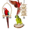 Diğer kuş malzemeleri 7 adet set kombinasyonlu papağan oyuncakları ahşap makaleler, oyuncak salıncak top çan standi için evcil hayvan ısırık