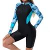 Kadın Mayo Kadınlar Uzun Kollu Yastıklı Fermuar Yukarı Koruma Koruma Tek Parça Mayolar UPF 50 UV Güneş Koruma Surf Wetsuits Boyleg Sports