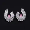 Earrings Heavy Industry Luxury Purple Zircon Geometry Earrings 2023 Temperament New Earrings Exaggerate Rhinestone Stage Jewelry Gift