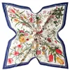 130 cm luxe merk Twill Silk Scarf Dames Bandana Square Scarf Design Floral Kerchief sjaals voor dames Fashion Shawl Echarpe 240419
