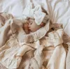 Ins Ruffled Muslin Baby Swaddle Filtar för födda barnbäddar Organiska tillbehör Född får filt bomull 240417