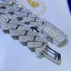 Hiphop Cuabn Link Chain Set Jewelry Miami VVS Moissanite Sterling Sterling Silver Platinum Hen Collana di bracciale Cuban Cuban
