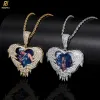 Necklaces Hip Hop Memorial Jewelry Micro Inlaid Zircon Pendent Flip Love Heart Custom Photo Pendant Necklace