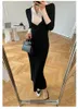 Vestidos casuais y2k roupas coreanas no outono malha tricô midi long womens roupas malhas elegantes vestidos bodycon vestidos