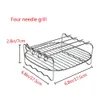 Double-layers Cooking Rack Stainless Steel Barbecue Tray Non-stick Air Fryer Accessory Use for Outdoor Barbecue Kitchen Supplies 240410