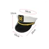 Berets Adult Yacht Military Captain Hats White Handwork Embroidered Navy Hat Sailor Party Role-playing Props Dress Accessories