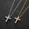 Halsband Religion Moissanite Cross Pendants Halsband för kvinnliga smycken Katolska Cross Pendant 925 Sterling Silver 18K White Gold