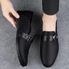 Casual Shoes Dress Flats Breathable Oxford Footwear Genuine Leather Mens Slip On Office Male Formal Wedding Party Men Monk