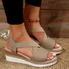 Chaussures habillées mode grande taille sandales féminines Cross Cross Elastic Band Design Flat Bottom talon talon bouche décontractée