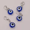 Bracelets 50pcs/lot Blue Evil Eye Charm Colorful Evil Eye 10mm Beads Dangle With Lobster Clasp Fit Charm bracelets Jewelry Making