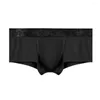 Underpants Moisture-wicking Men Boxers Mid-rise Wide Waistband Seamless With U-convex Color Matching