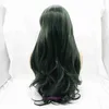 High quality fashion wig hairs online store New front lace dark green split long curly hair synthetic fiber cover wigs