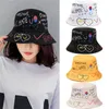 Berets Panama Graffiti Letter Summer Fisherman Hat Hip Hop Cap Harajuku Bucket