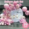 Décoration de fête 99pcs Ballon rose Kit Garland Bow ballons décor de mariage Baby Shower Girl anniversaire adulte Bachelorette Baloon