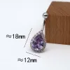 Biżuteria Miqiao 925 Sterling Srebrna woda Drop Butly Rucha Purple Diamond Cyrcon Pieć Brzuchowy Prezent 14 mm damski