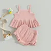 Ensembles de vêtements focusnorm 3 couleurs Baby Girls Baby Girls Vêtements d'été 0-3Y