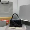 Balencig Le Cagole Luxury Black Messenger Portable Bags Designer B Shoulder Bag Hourglass Crocodile Pattern Pending To Europe and America Retro Cute Fashi